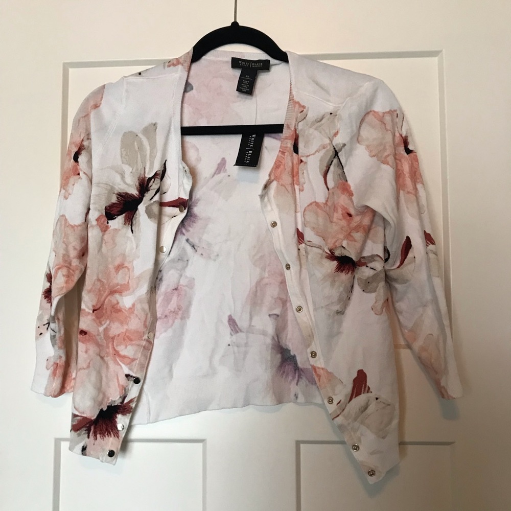 Floral White House Black Market Sweater